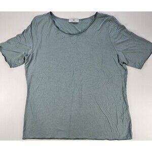 Peter Hahn Womens Blue/Green Viscose Blend Scoop Neck Short Sleeve Tee 48